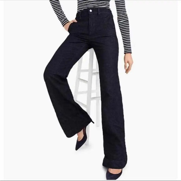 J. Crew Denim - J Crew Dark Wash Wide Leg Flare Trouser
